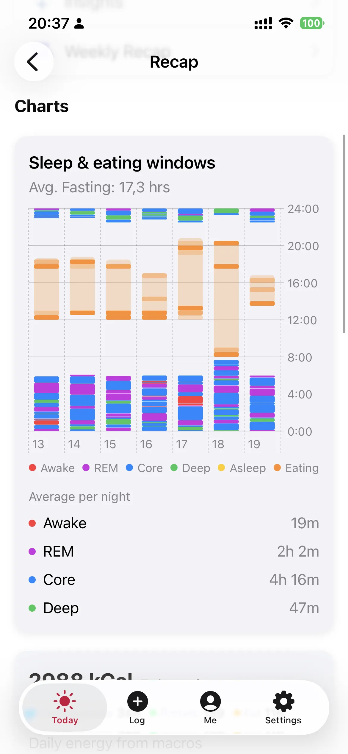 slotho sleep screen showing nightly stages and duration